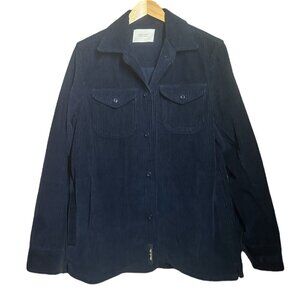 Aime Leon Dore Navy Blue Ribbed Cotton Corduroy Overshirt Shacket Jacket Size S